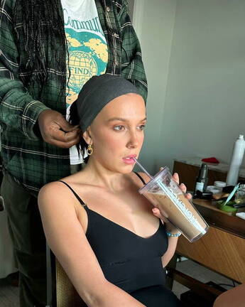 Millie Bobby Brown black shirt