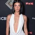 Charli D Amelio white dress deep cleavage