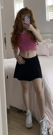 Francesca Capaldi mini skirt