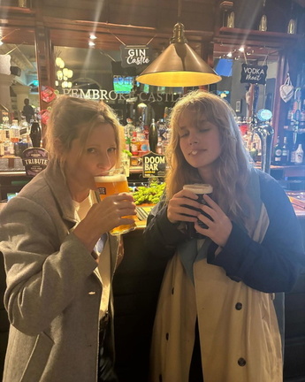 Teagan Croft drinking beer